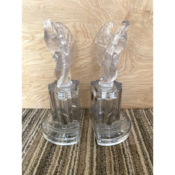 Vintage Imperial Glass Eagle Bookends Pair 9.5" Mid Century Americana - Picture 3 of 16